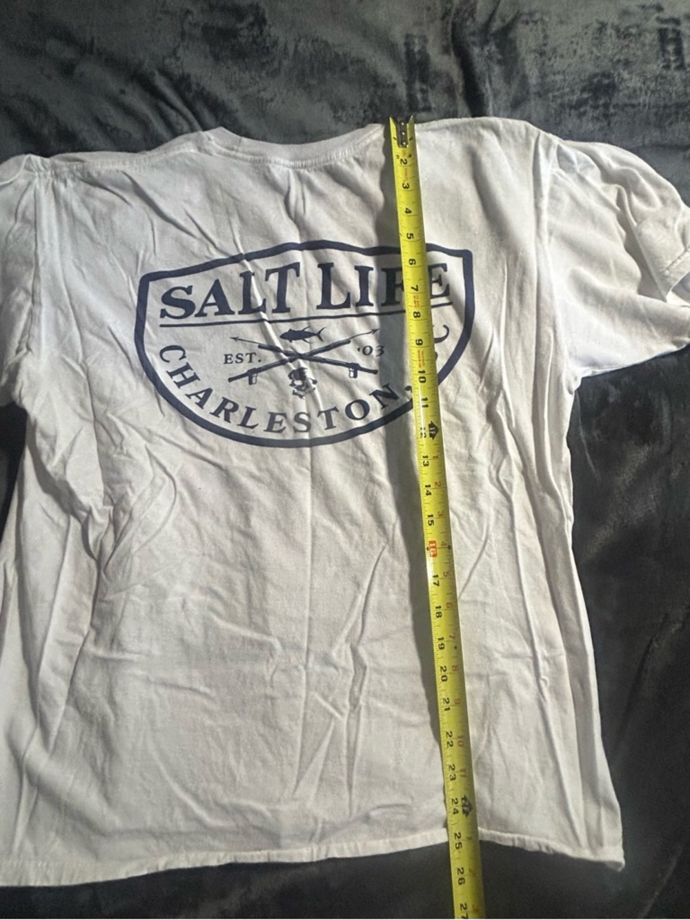 Salt Life White Short-Sleeve Tee with Navy Charleston Crest